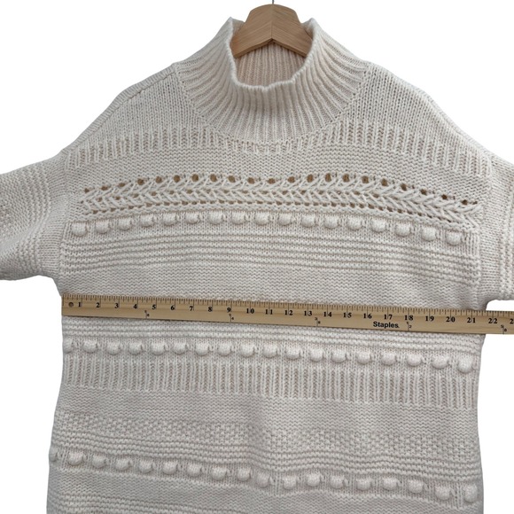 Lou & Grey Mock Neck Sweater Large Cream Ivory Chunky Knit Bauble Casual Norm - Picture 5 of 6